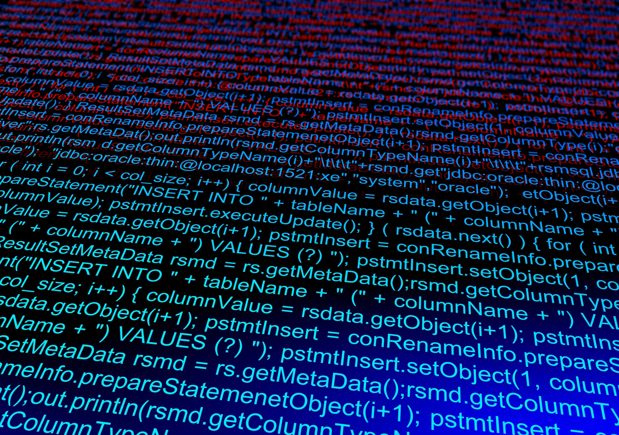 Computer data code. Abstract technology background. 3d illustration software development.